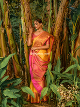 Haldi Yellow Zari Worked With Royal Pink Color Pure Banarasi saree